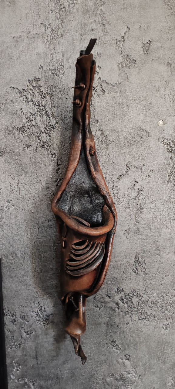 Handcrafted Leather Wine Holder – Wall Hanging – 60x15 cm