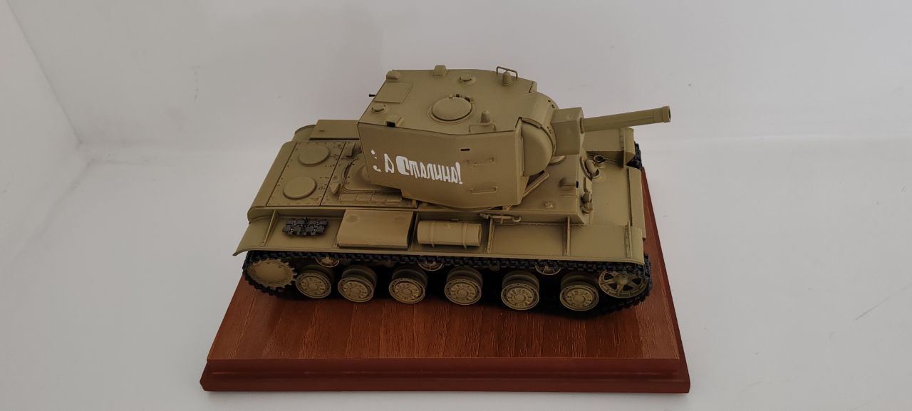 Russian Tank Model with Wooden Base & Display Case