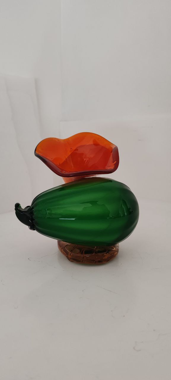 Murano Hand-Blown Glass Decorative Pumpkin Flower Sculpture