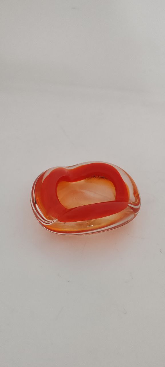 Murano Style Sommerso Glass Ashtray – Red & Orange – 9 cm