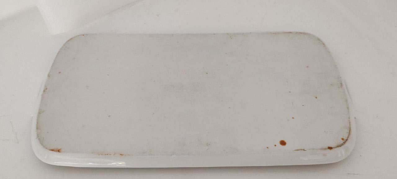 Vintage Karlsbad Porcelain Serving Tray with Classical Scene – Green & Gold Rim – 48 cm