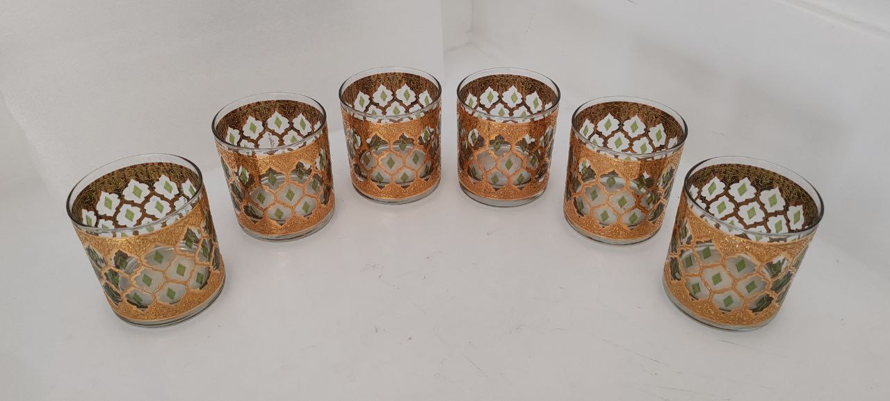 Vintage Culver 22K Gold Mid-Century Modern Glassware Set