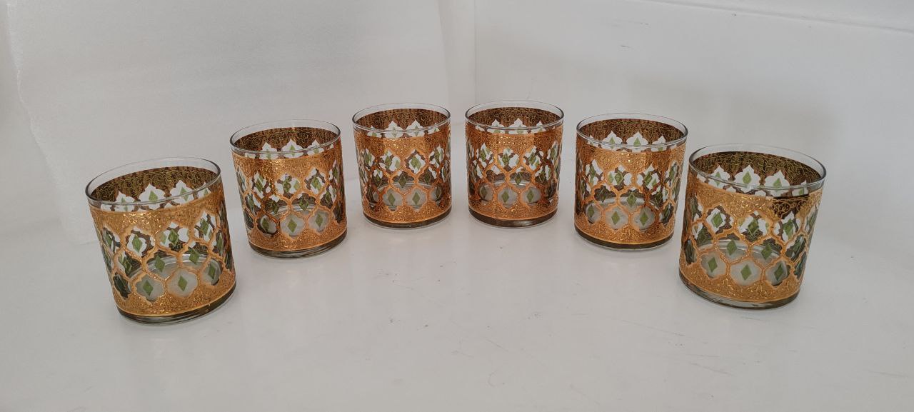 Vintage Culver 22K Gold Mid-Century Modern Glassware Set