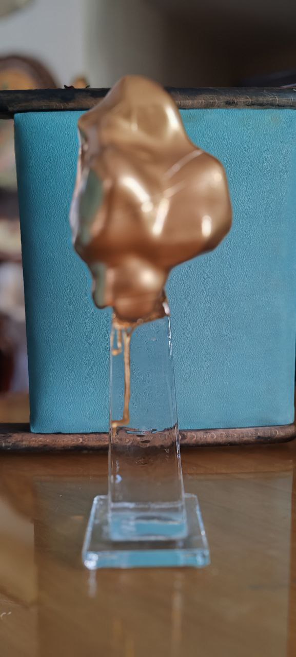 Modern Acrylic Female Bust Sculpture on Glass Base