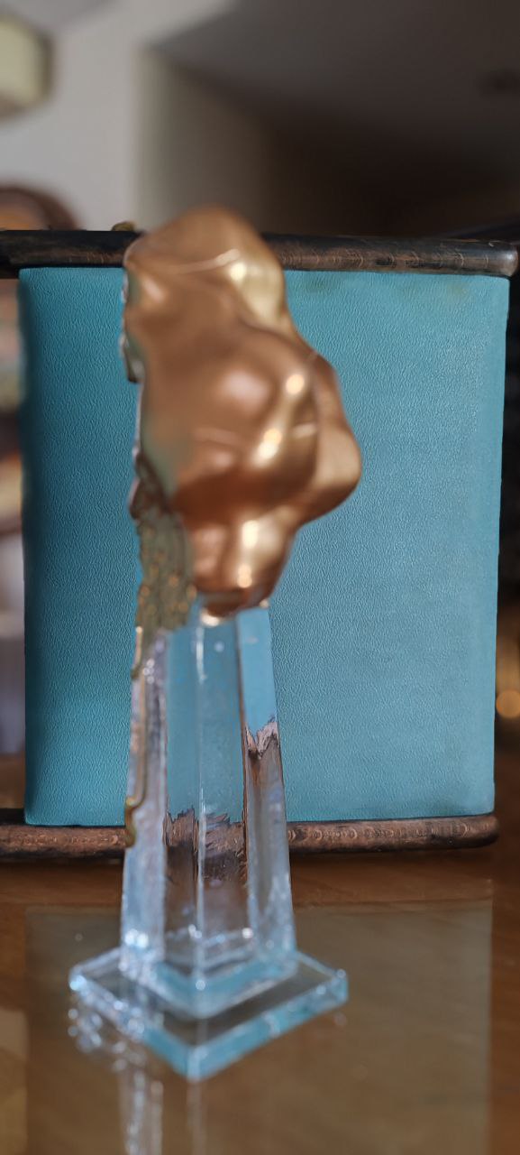 Modern Acrylic Female Bust Sculpture on Glass Base