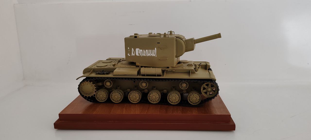 Russian Tank Model with Wooden Base & Display Case