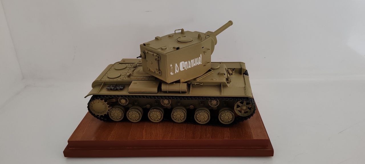 Russian Tank Model with Wooden Base & Display Case