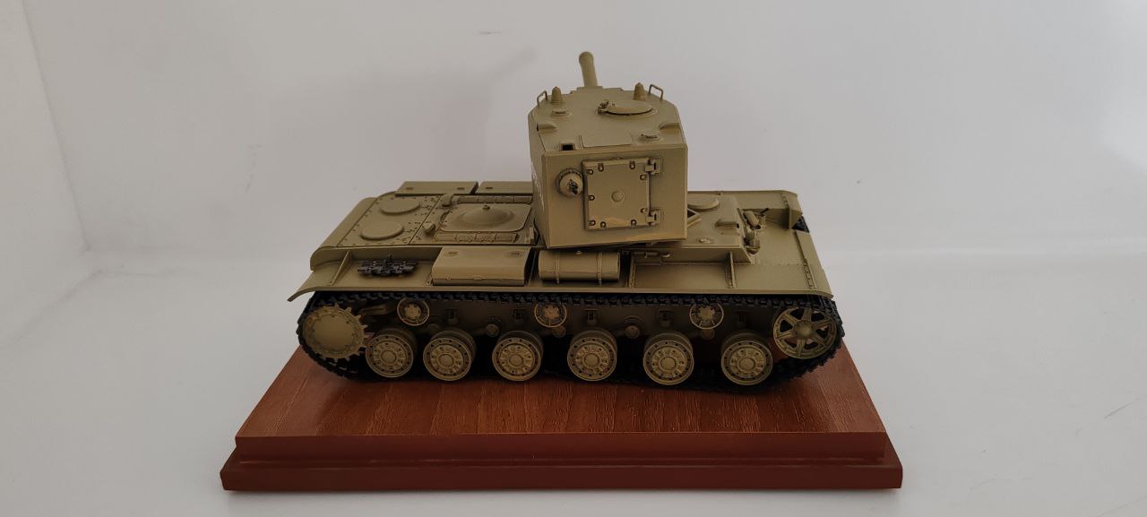 Russian Tank Model with Wooden Base & Display Case