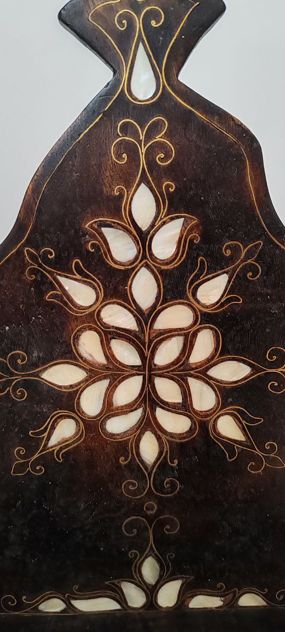 Handmade Wooden Wall Shelf with Brass & Mother-of-Pearl Inlay – Kavukluk