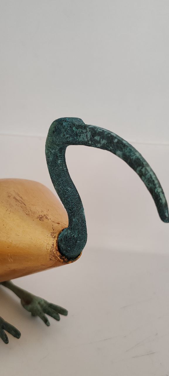 Handcrafted Gilded Wood Ibis Bird Sculptures – Set of 4