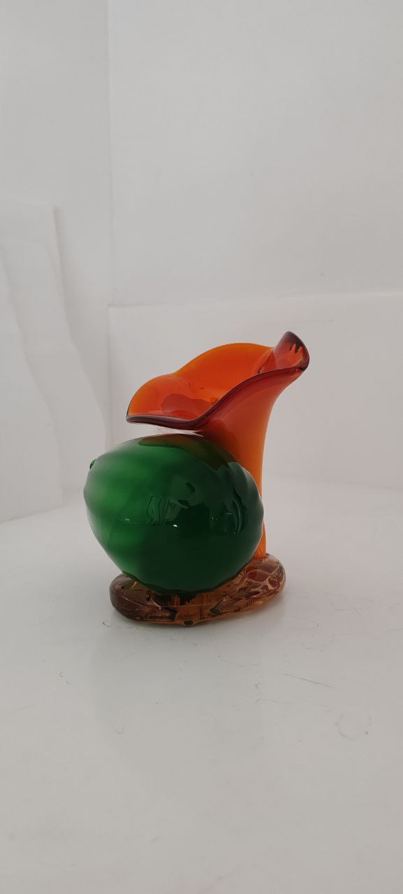 Murano Hand-Blown Glass Decorative Pumpkin Flower Sculpture