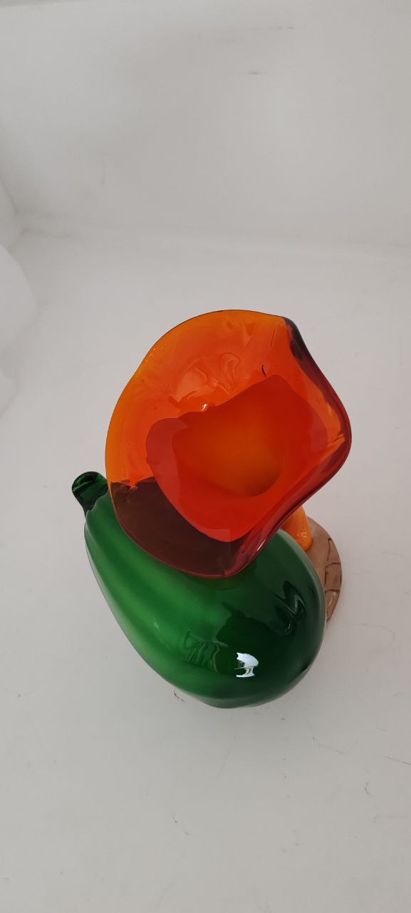 Murano Hand-Blown Glass Decorative Pumpkin Flower Sculpture