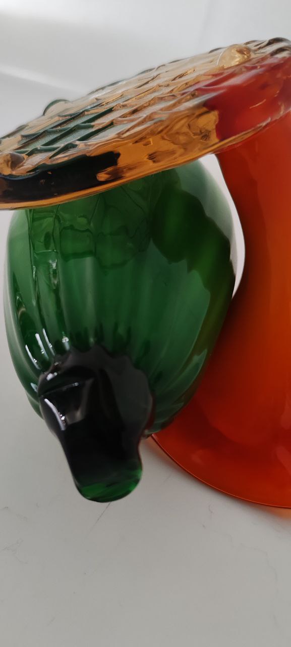 Murano Hand-Blown Glass Decorative Pumpkin Flower Sculpture