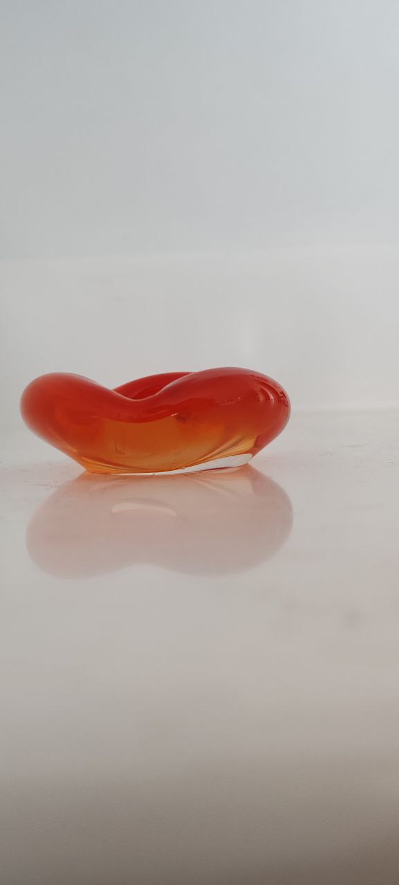 Murano Style Sommerso Glass Ashtray – Red & Orange – 9 cm