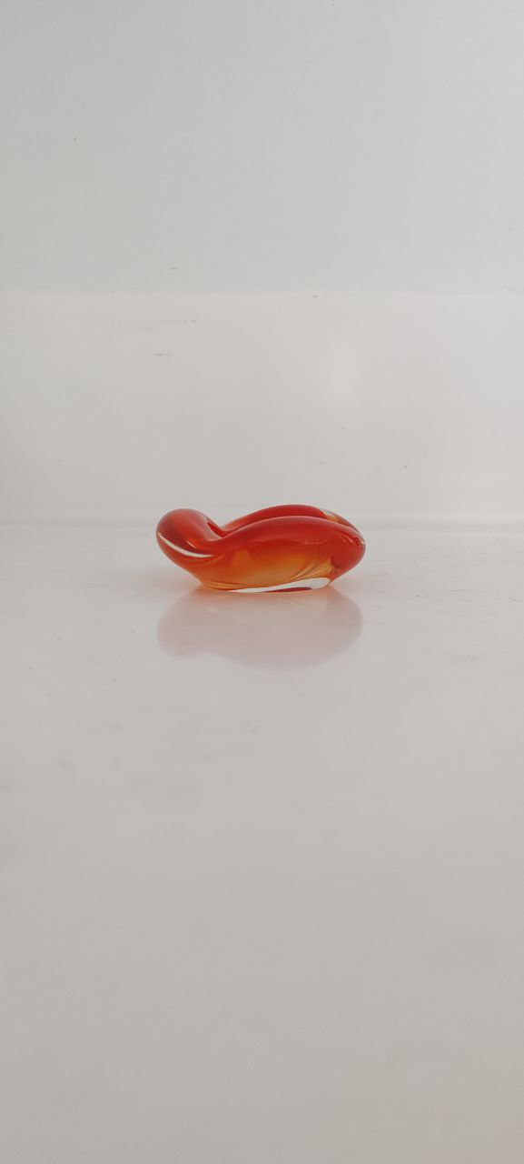 Murano Style Sommerso Glass Ashtray – Red & Orange – 9 cm