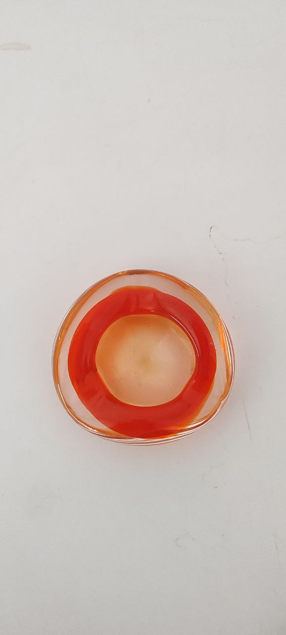 Murano Style Sommerso Glass Ashtray – Red & Orange – 9 cm