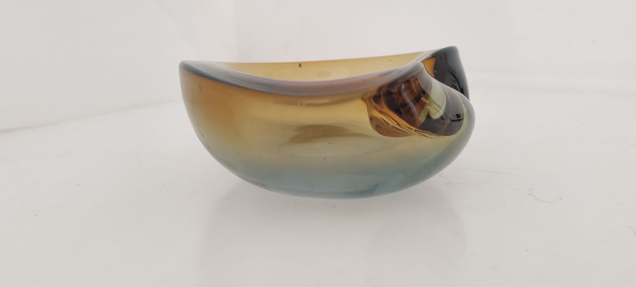 Flavio Poli for Murano – Sommerso Art Glass Bowl – Amber and Blue – 1960s