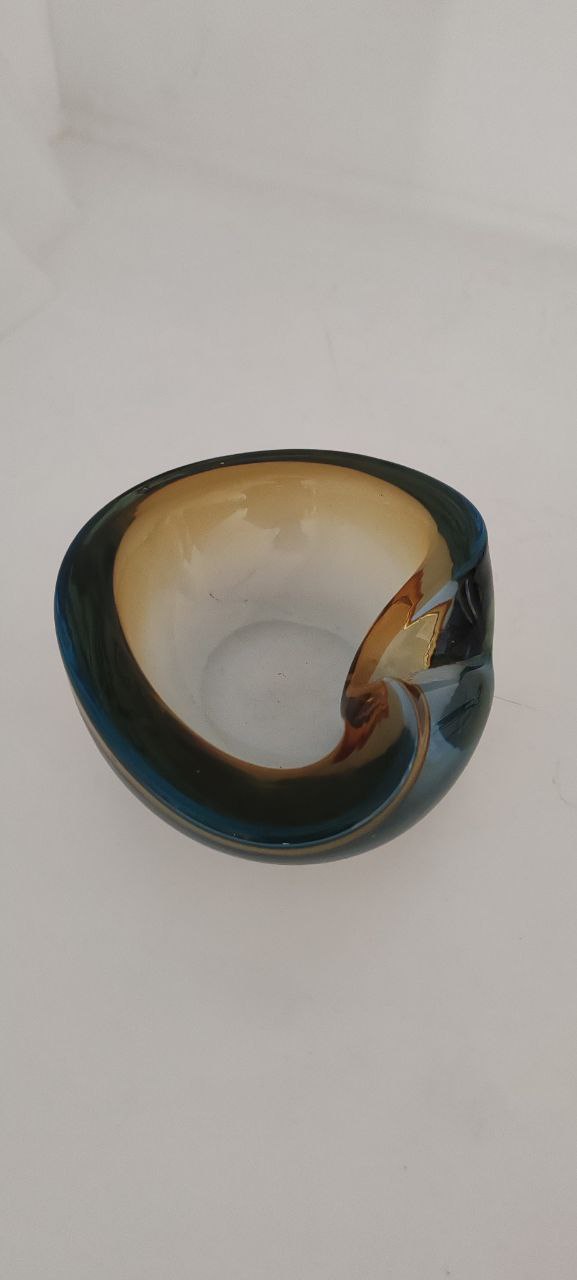 Flavio Poli for Murano – Sommerso Art Glass Bowl – Amber and Blue – 1960s