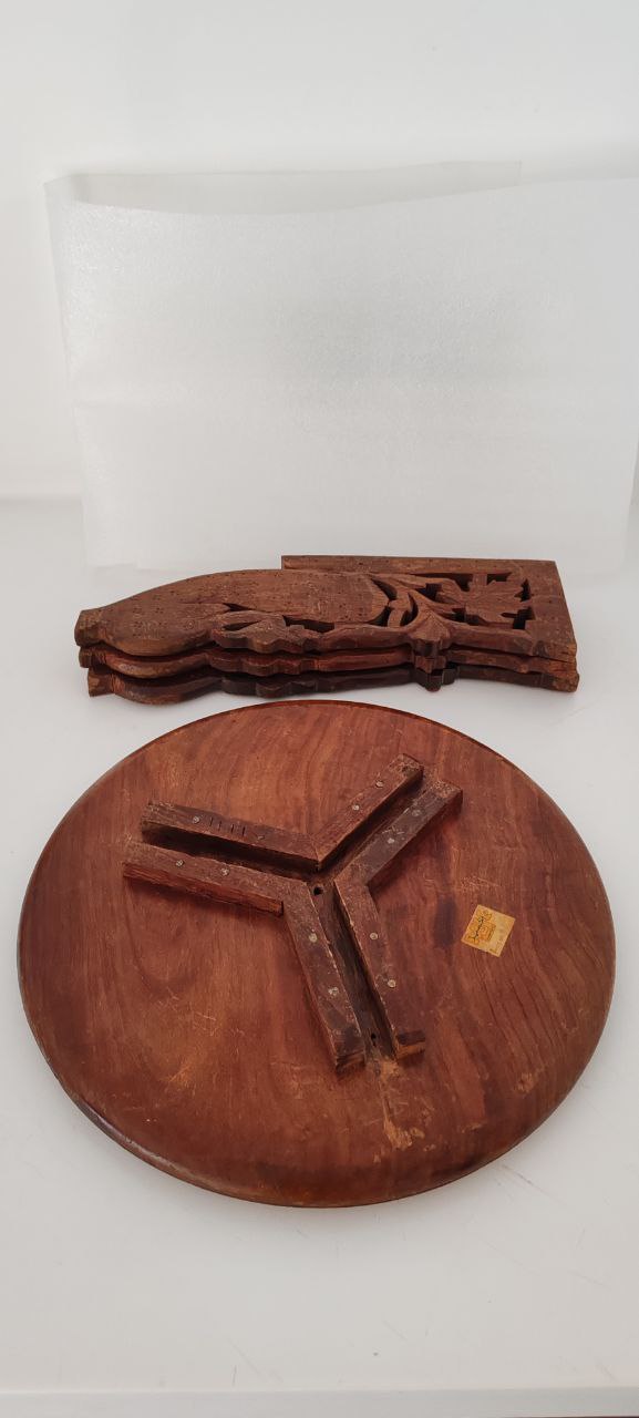 Hand-Carved Folding Wooden Table with Inlay – Indian Craftsmanship