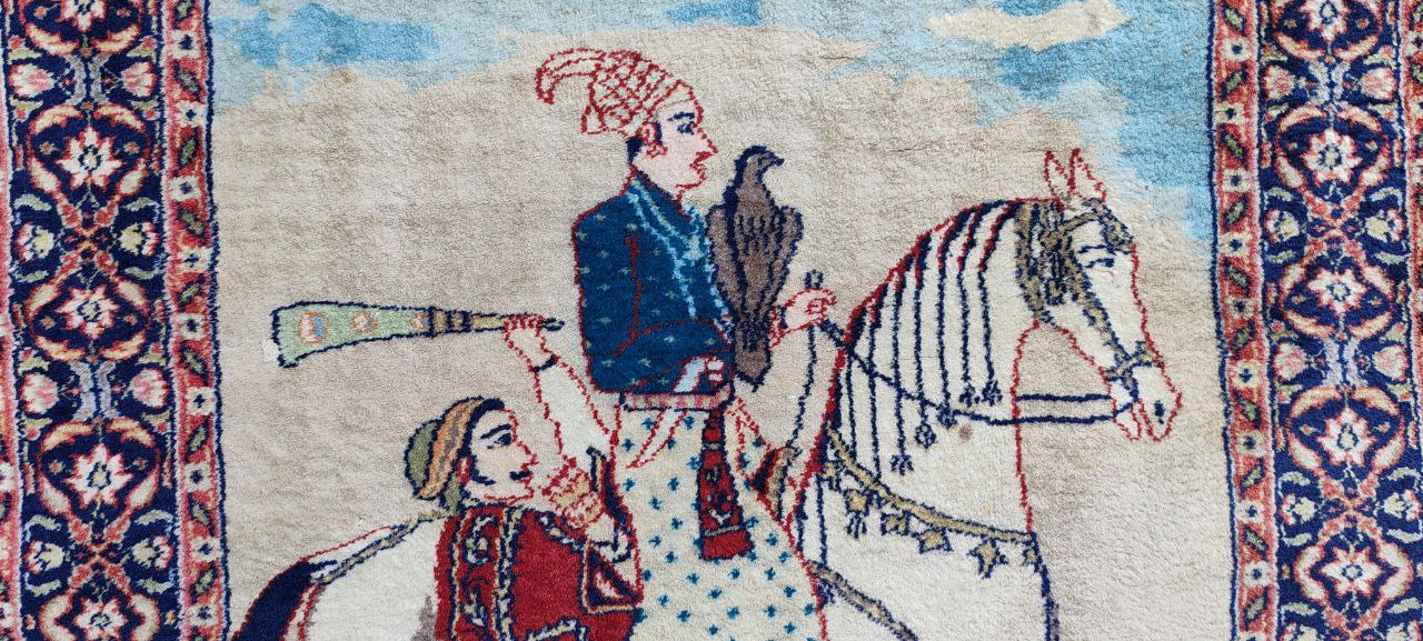 Hand-Knotted Babur Pictorial Rug – 324000 Knots – 153x91 cm