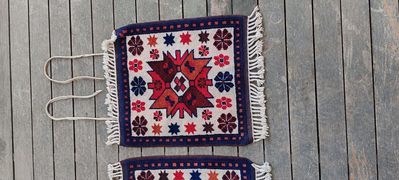 Pair of Vintage Yağcıbedir Saddlebag Panels – 50x49 cm – Handwoven Wool