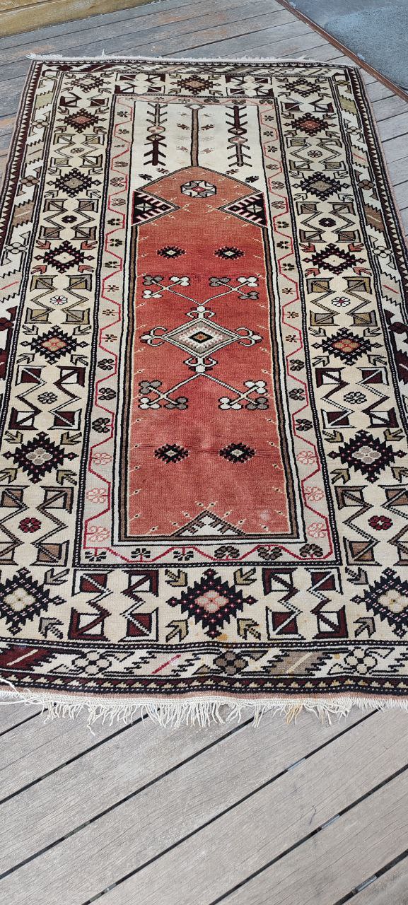 Large Turkish Milas Wool Rug – 210x110 cm – Traditional Handmade