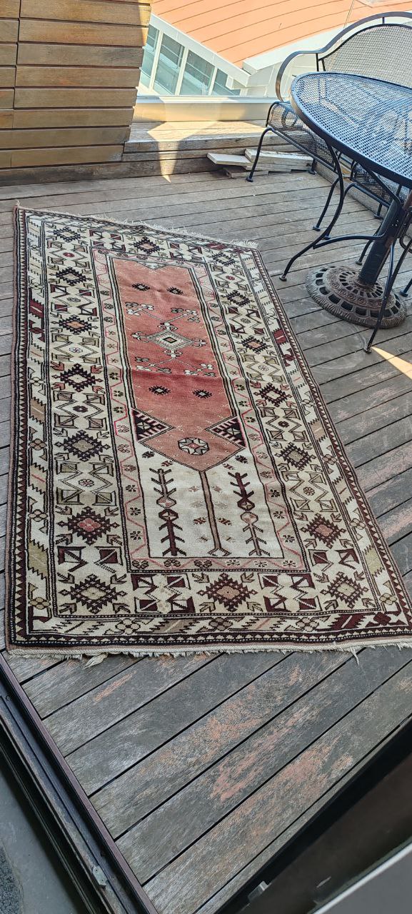 Large Turkish Milas Wool Rug – 210x110 cm – Traditional Handmade
