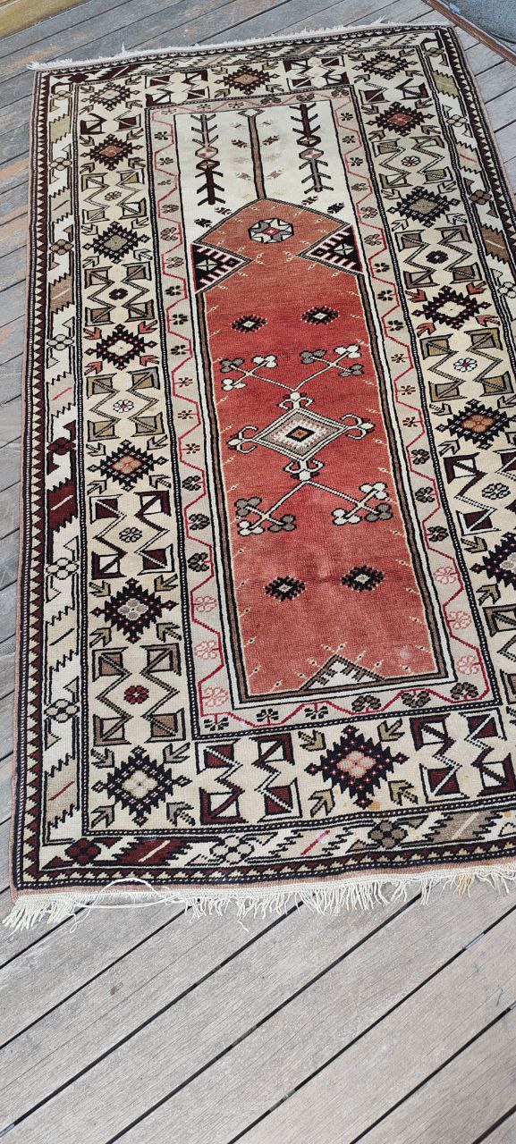 Large Turkish Milas Wool Rug – 210x110 cm – Traditional Handmade