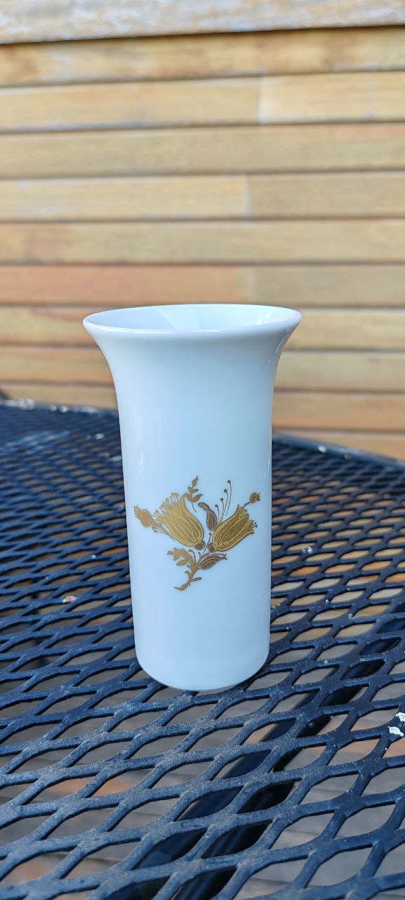 Rosenthal Studio Line Porcelain Vase – Hand-Painted Golden Floral Motif