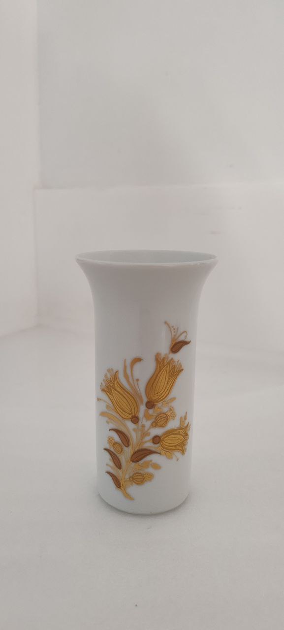 Rosenthal Studio Line Porcelain Vase – Hand-Painted Golden Floral Motif