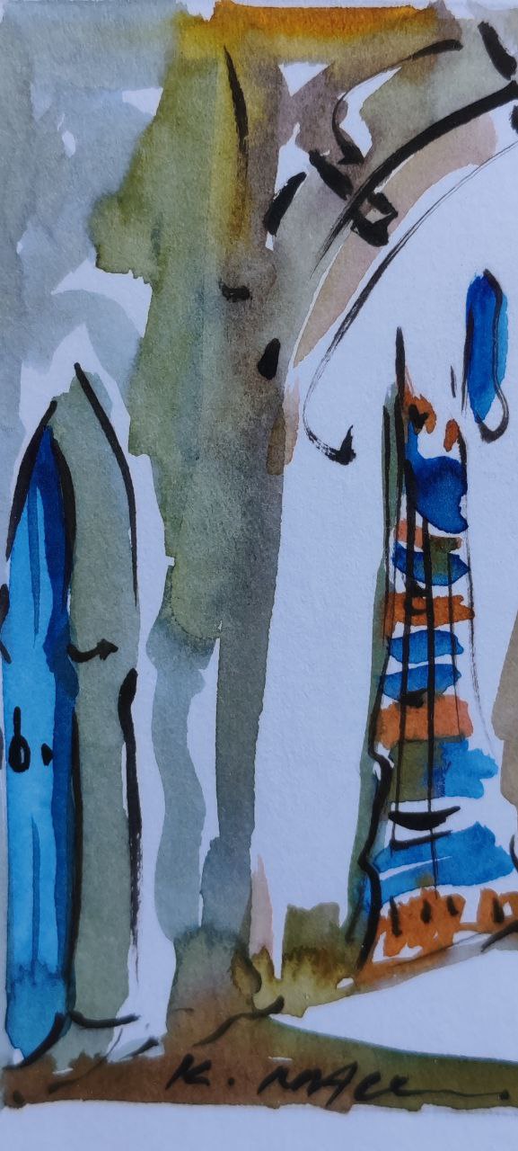 Dynamic Encounter – Original Oil Painting by Gülgün Türel – 51x72 cm – Expressionist Figurative Artwork