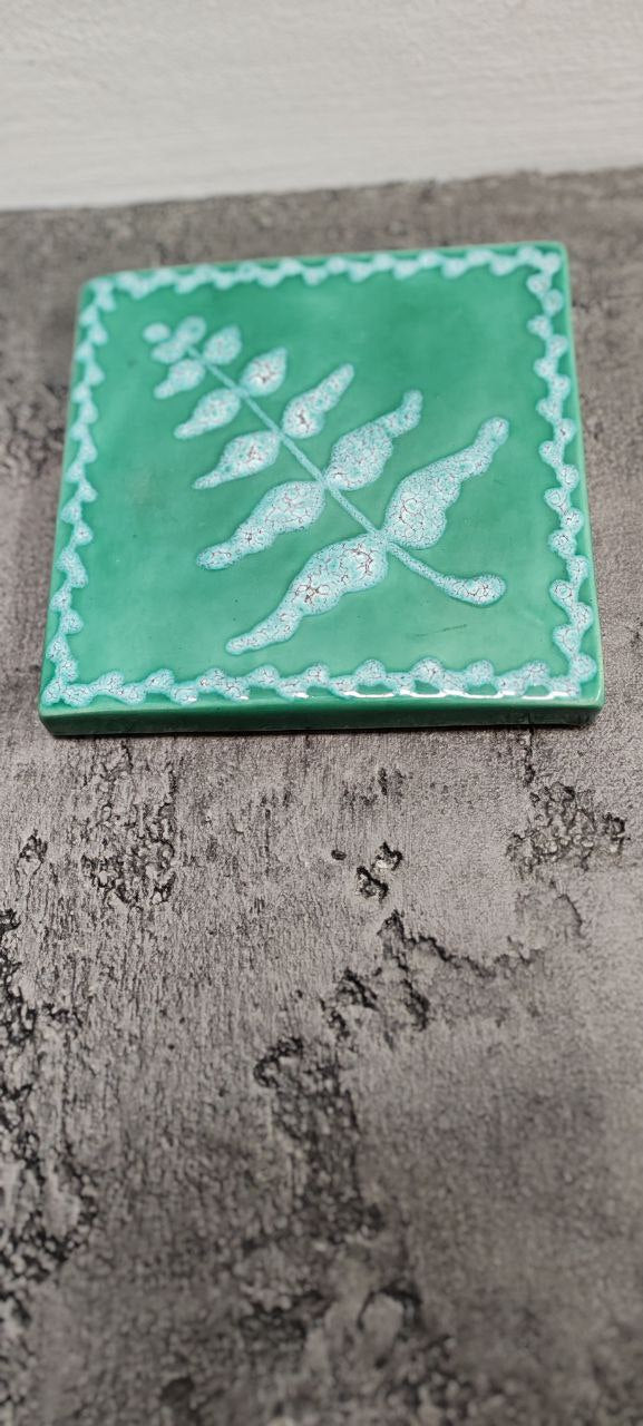 Handmade Turquoise Ceramic Tile by Nilsu Çini Evi – 19x19 cm