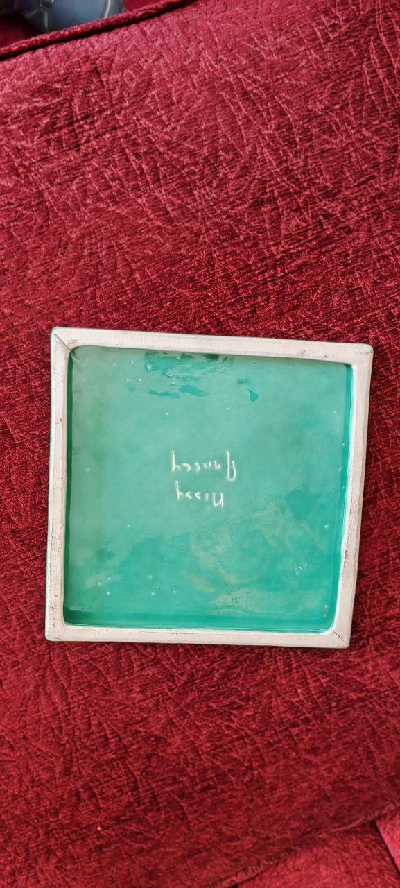 Handmade Turquoise Ceramic Tile by Nilsu Çini Evi – 19x19 cm