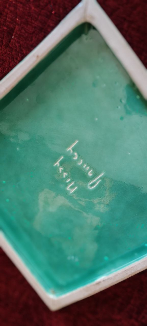 Handmade Turquoise Ceramic Tile by Nilsu Çini Evi – 19x19 cm