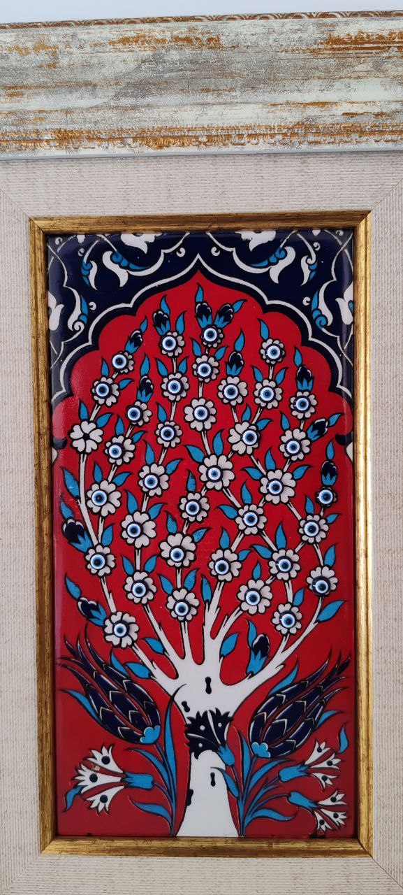 Handmade Iznik Ceramic Tile – Turkish Traditional Art – Tree of Life Pattern