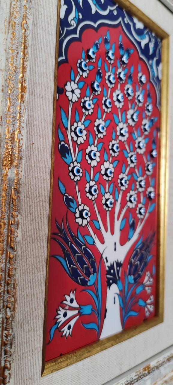 Handmade Iznik Ceramic Tile – Turkish Traditional Art – Tree of Life Pattern