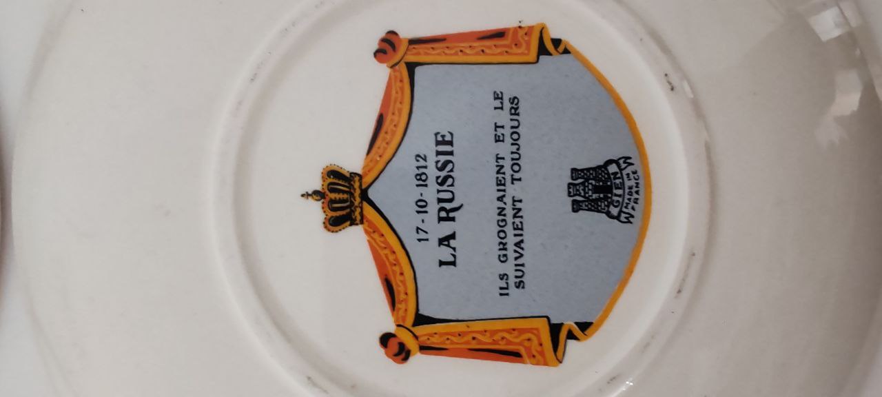 Set of 9 Collector Plates – Napoleon Military Victories – Gien France Porcelain – Gold Rim – 19 cm