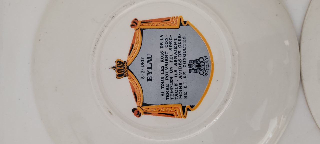 Set of 9 Collector Plates – Napoleon Military Victories – Gien France Porcelain – Gold Rim – 19 cm