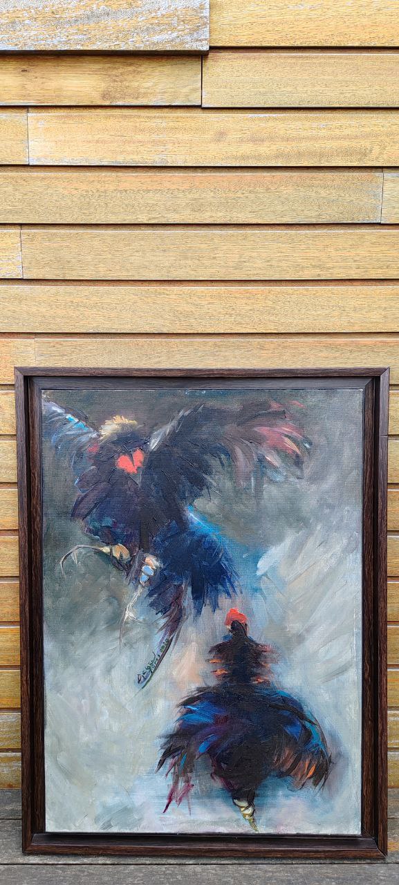 Dynamic Encounter – Original Oil Painting by Gülgün Türel – 51x72 cm – Expressionist Figurative Artwork