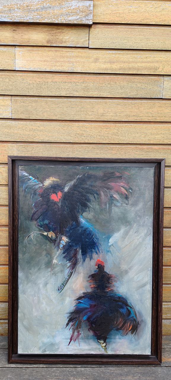 Dynamic Encounter – Original Oil Painting by Gülgün Türel – 51x72 cm – Expressionist Figurative Artwork