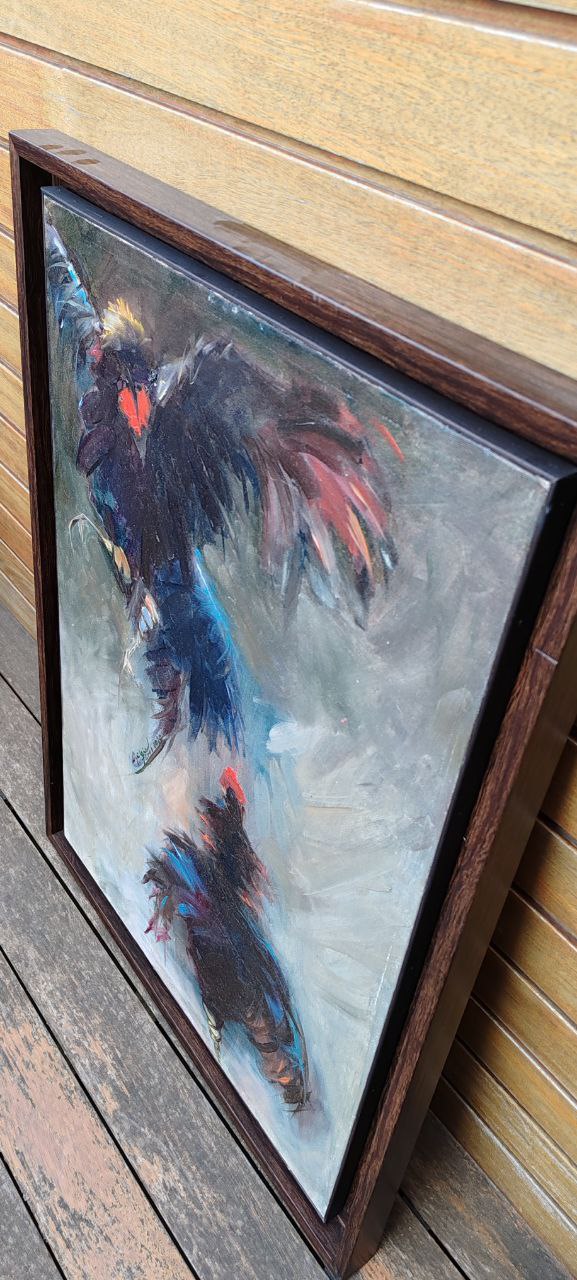 Dynamic Encounter – Original Oil Painting by Gülgün Türel – 51x72 cm – Expressionist Figurative Artwork