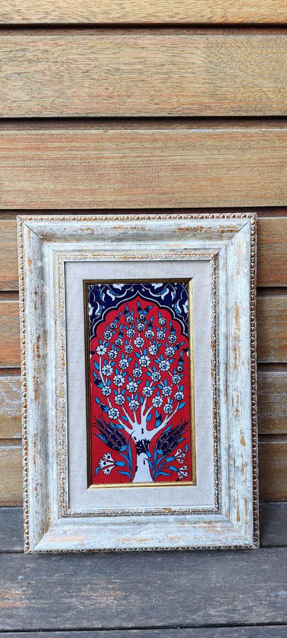 Handmade Iznik Ceramic Tile – Turkish Traditional Art – Tree of Life Pattern