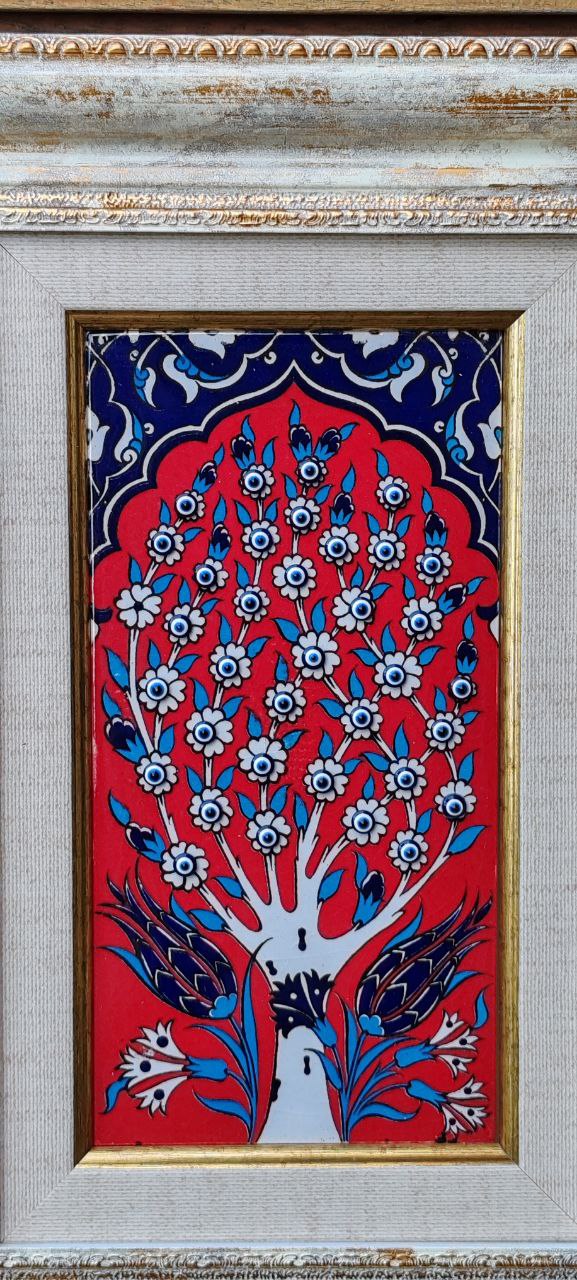 Handmade Iznik Ceramic Tile – Turkish Traditional Art – Tree of Life Pattern