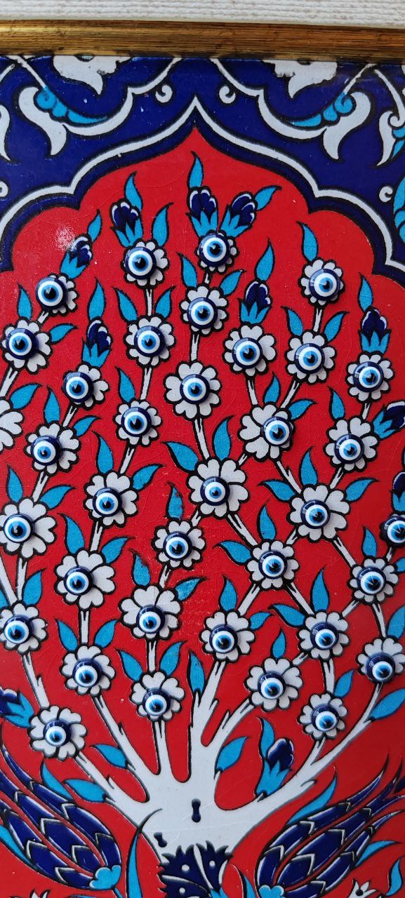 Handmade Iznik Ceramic Tile – Turkish Traditional Art – Tree of Life Pattern