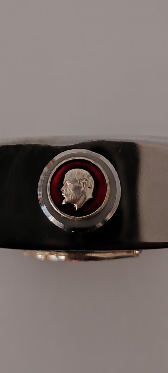 Vintage USSR Stainless Steel Military Flask – Lenin Relief – Russian Soviet Union Collectible – 14x8 cm – 1960s–70s