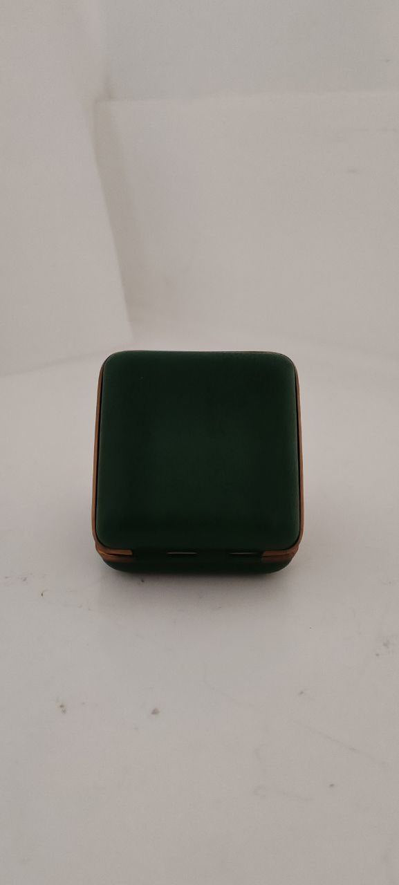 Vintage Foldable Travel Alarm Clock in Green Leather Case – Mechanical Wind-Up