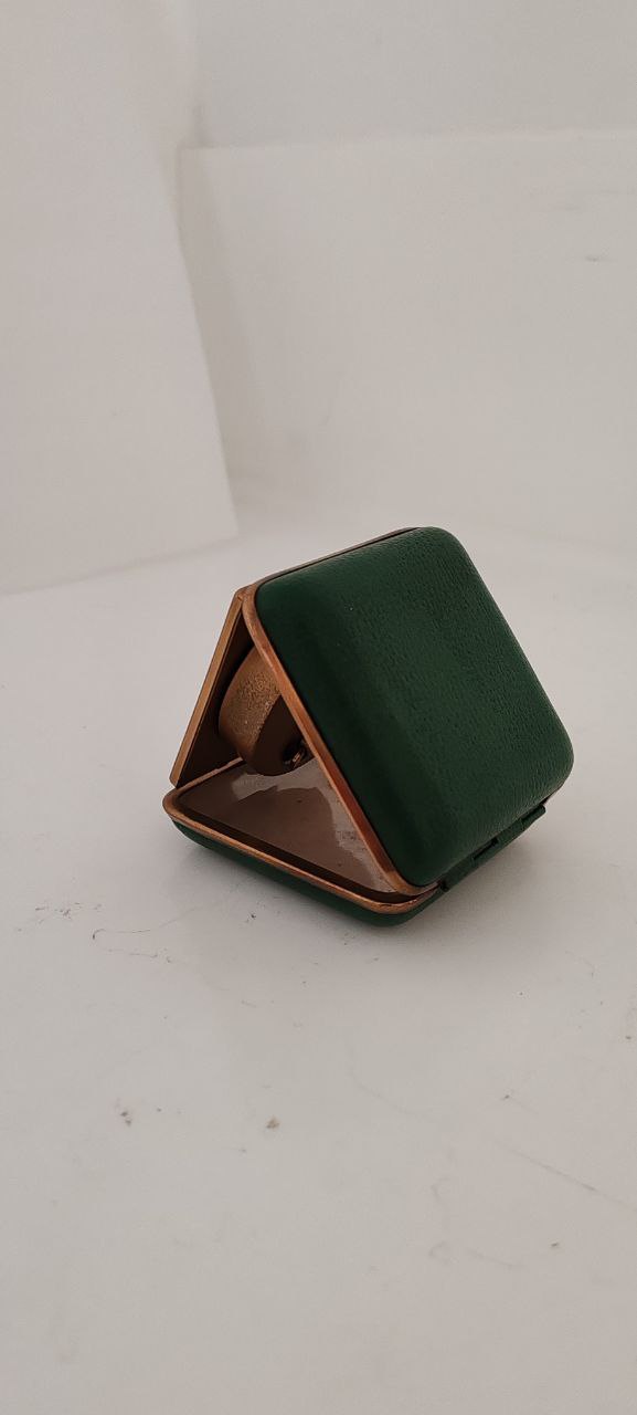 Vintage Foldable Travel Alarm Clock in Green Leather Case – Mechanical Wind-Up