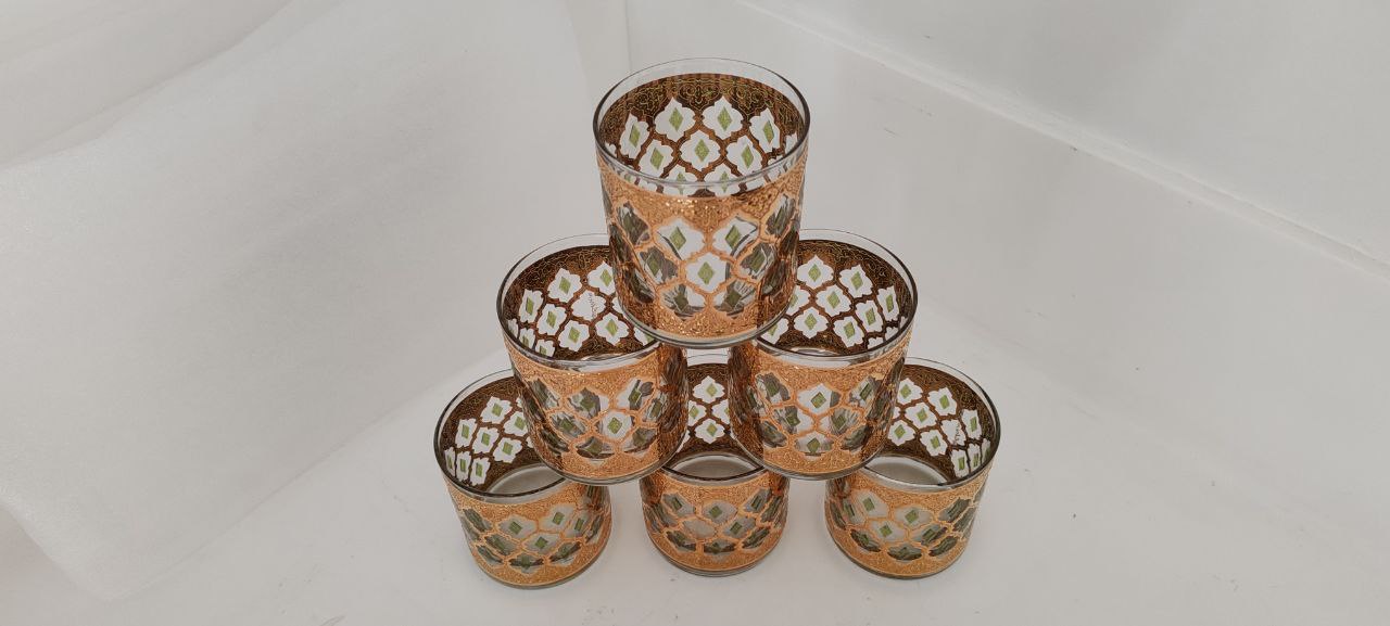 Vintage Culver 22K Gold Mid-Century Modern Glassware Set