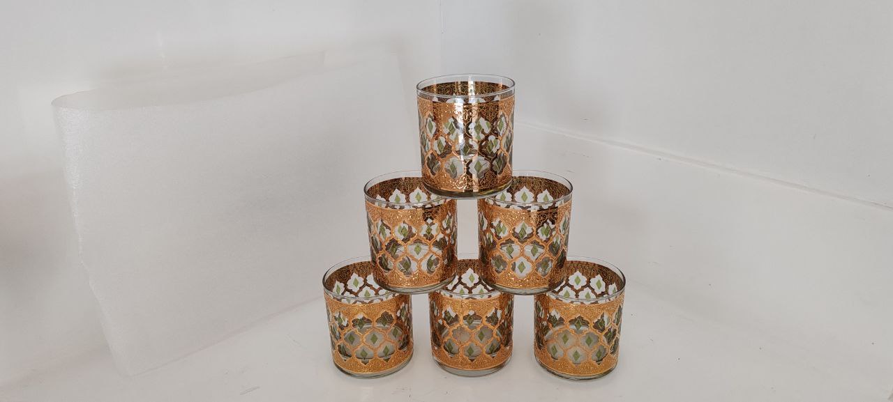 Vintage Culver 22K Gold Mid-Century Modern Glassware Set