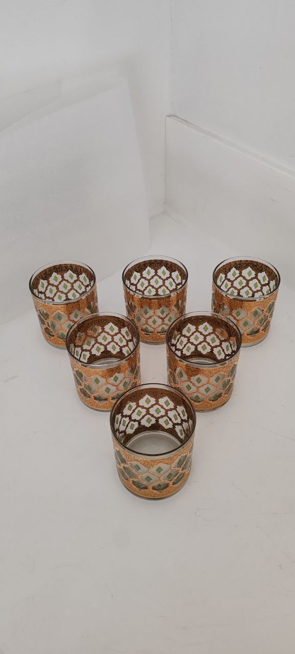 Vintage Culver 22K Gold Mid-Century Modern Glassware Set